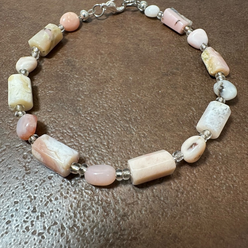 Handmade Pink Opal Beaded Bracelet.